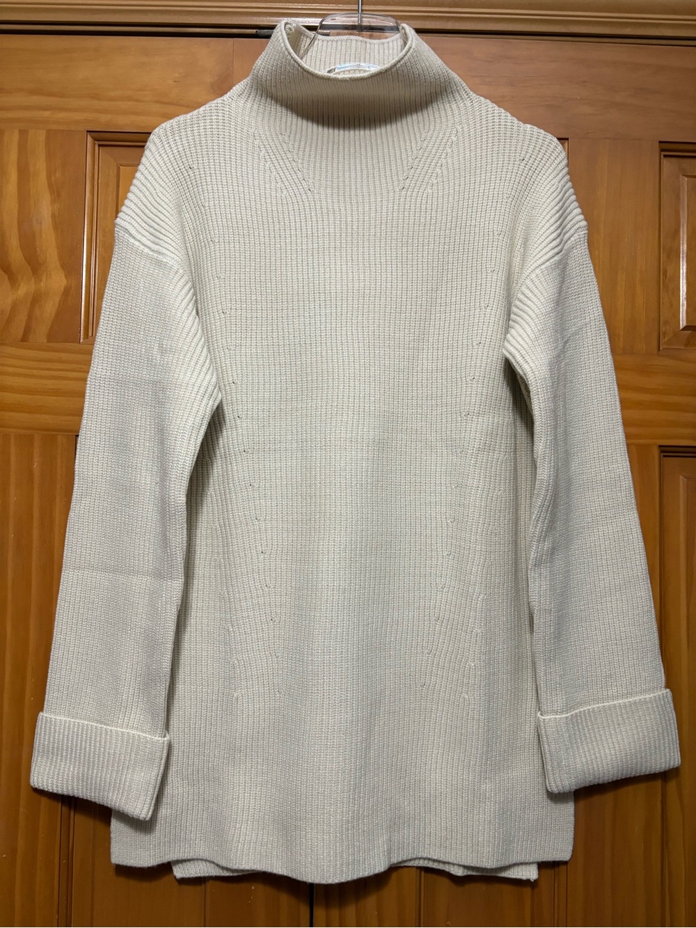 Lysse Canela Cream Ribbed Funnel-neck Sweater Size Small NWT